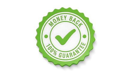 Green money back guarantee badge with check mark image