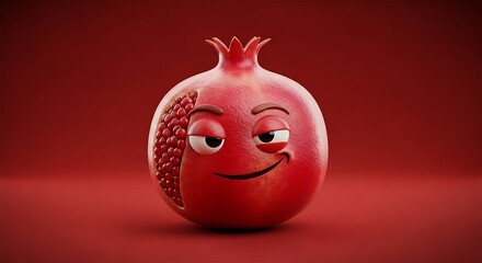 Obraz premium Pomegranate fruit red food healthy nutrition vitamin antioxidant fresh sweet organic delicious cartoon character