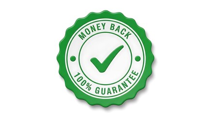 Green money back guarantee seal with check mark image