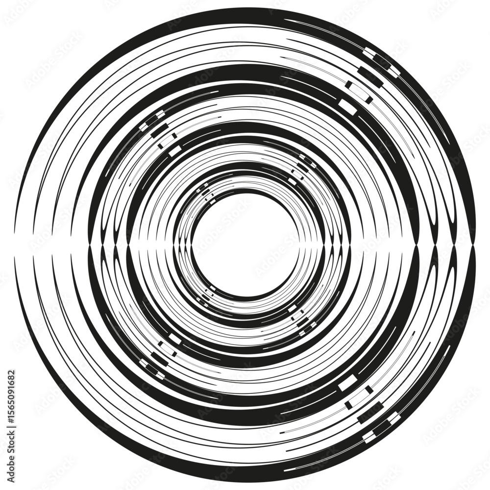 Poster circular abstract pattern. hypnotic ripple design. concentric swirl lines. vector motion effect.