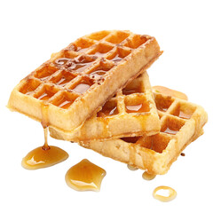 Waffles with syrup isolated on transparent background  
