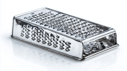 Metal Cheese Grater Close-Up – Clean White Surface

