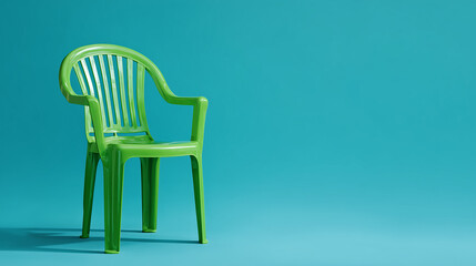 Single Green Plastic Chair – Isolated Outdoor or Indoor Seating

