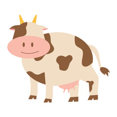 Cartoon Spotted Cow Standing Illustration