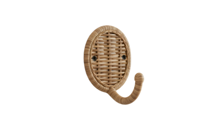 A decorative woven wall hook made of natural materials, showcasing intricate design against a clean background, ideal for home decor