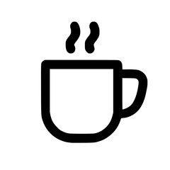 Simple Line Art Coffee Cup with Steam Illustration Cafe Icon