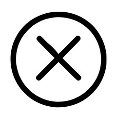 Outline Handdrawn Circle Crossmark Sign Shape Icon Simple Symbol