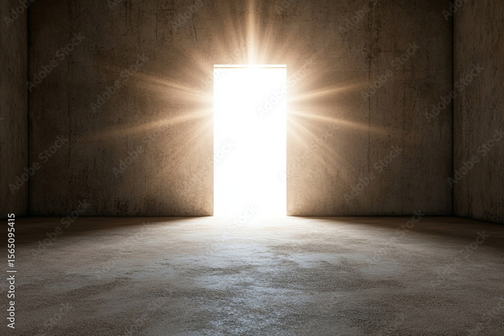 Poster light shining through the end of a mysterious tunnel in chaos