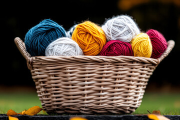 Colorful yarn assortment in a wicker basket creates vibrant chaos