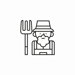 farmer pitchfork hat icon sign vector
