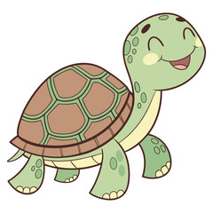 Obraz premium Happy Cartoon Turtle Waving Hello
