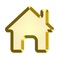 3d gold house icon on white background