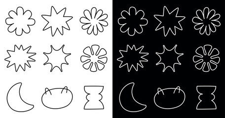 Dual Colored Stencil Design Featuring Various Shapes and Symbols for Artistic Expression. Vector illustration set.