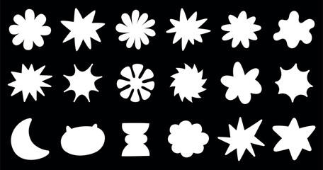 Collection of Glow in the dark. illuminated Shapes set. Stencil design vector illustration.