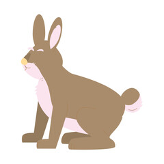 Cute Brown Bunny Sitting and Relaxing Illustration