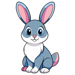 Cute Blue Bunny Cartoon Illustration