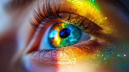Close-up eye with vibrant makeup
