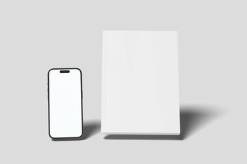 Clear Magazine Cover Template Isolated On White Background with Realistic smartphone mockup. Mobile phone vector.
