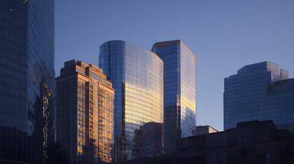 Fototapeta premium Twilight Shadows: Birds in Urban Flight Unveiling Hidden City Dynamics