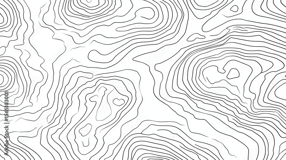 Poster contour lines revealing elevation variations, forming abstract geographical patterns with potential 