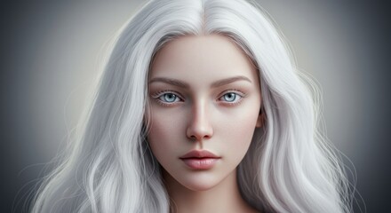 Fototapeta premium Serene woman portrait with long white hair