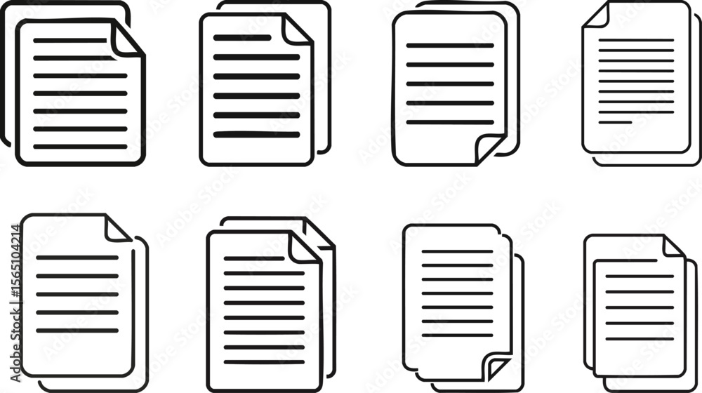 Fototapete vector set of paper icons featuring horizontal text lines and graphic design elements in a simple tw