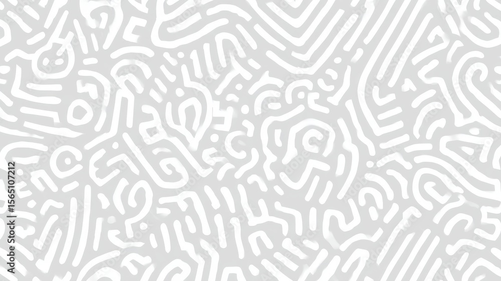Fototapete Seamless turing reaction diffusion pattern generating an organic and intricate design with white lines on a gray background, ideal for backgrounds, textures, and decorative elements