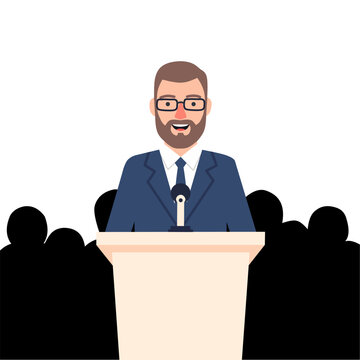 man speaking at podium, audience clip art preview