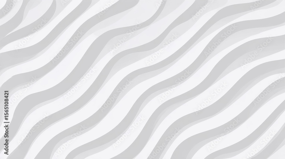 Poster diagonal soft gray wavy lines moving across pristine white background, generating abstract visual dy