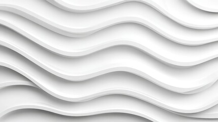 Obraz premium Smooth white wavy stripes forming dynamic geometric pattern, representing sleek minimalist design with contemporary visual depth and clean textural elegance