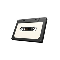 Isolated perspective 3d render retro audio cassette with empty label