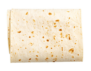  Top View of Rolled Wheat Tortilla with Grill Marks, isolated on transparent background