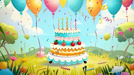Cartoon Birthday Background Images for Joyful Celebrations. Bursting with vibrant colors and whimsical characters, these backdrops bring stories to life—think grinning cupcakes with sprinkled hats