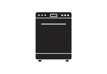 Fototapeta premium Isolated black dishwasher appliance with control panel and small feet on a white background