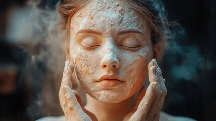 Fototapeta premium sculptor focuses intensely on chiseling marble statue, surrounded floating dust particles illuminated sunlight moment captures essence of artistic creation and craftsmanship