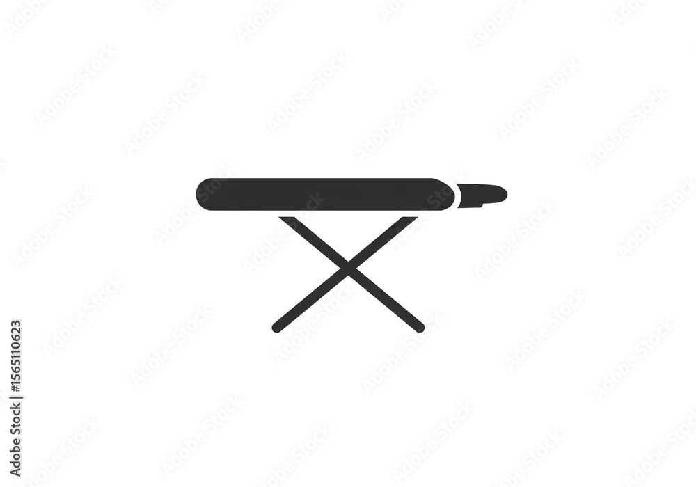 Poster a simple graphic of an ironing board with crossed legs on a plain white background in vector format