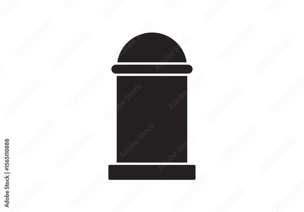 Poster a solid black monument with a rounded top and base on a white background in a simple illustration
