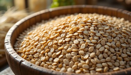 Obraz premium buckwheat in a wooden bowl