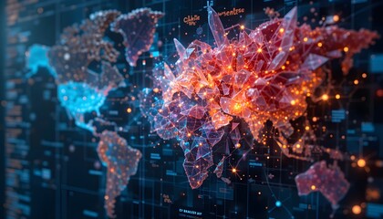 Global connectivity visualized dynamic digital map of data trends and patterns
