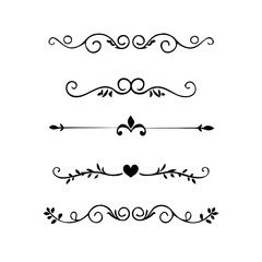 Wedding decorative elements. Divider ornament, borders, vintage line separators. Hand drawn vector illustration isolated on white background.gold ornament decorate frame border pattern Thai art
