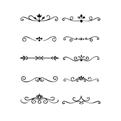 Wedding decorative elements. Divider ornament, borders, vintage line separators. Hand drawn vector illustration isolated on white background.gold ornament decorate frame border pattern Thai art
