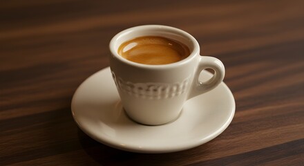 Fototapeta premium Espresso in white cup on wooden table