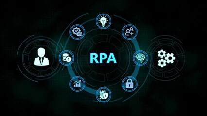 Rpa concept visualization showcasing technology innovation business process automation in digital sphere
