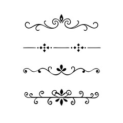 Obraz premium Wedding decorative elements. Divider ornament, borders, vintage line separators. Hand drawn vector illustration isolated on white background.gold ornament decorate frame border pattern Thai art 