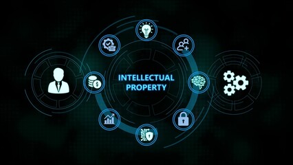 Intellectual property conceptual illustration depicting ideas innovation business and data security