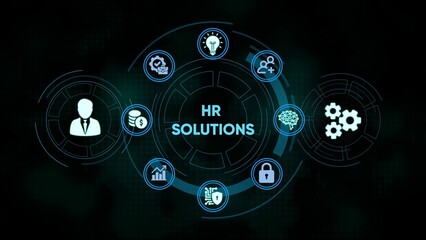 Conceptual illustration showing hr solutions encompassing various human resource management aspects.
