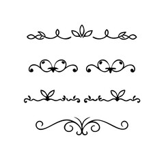 Wedding decorative elements. Divider ornament, borders, vintage line separators. Hand drawn vector illustration isolated on white background.gold ornament decorate frame border pattern Thai art
