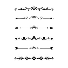 Wedding decorative elements. Divider ornament, borders, vintage line separators. Hand drawn vector illustration isolated on white background.gold ornament decorate frame border pattern Thai art
