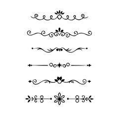 Obraz premium Wedding decorative elements. Divider ornament, borders, vintage line separators. Hand drawn vector illustration isolated on white background.gold ornament decorate frame border pattern Thai art 