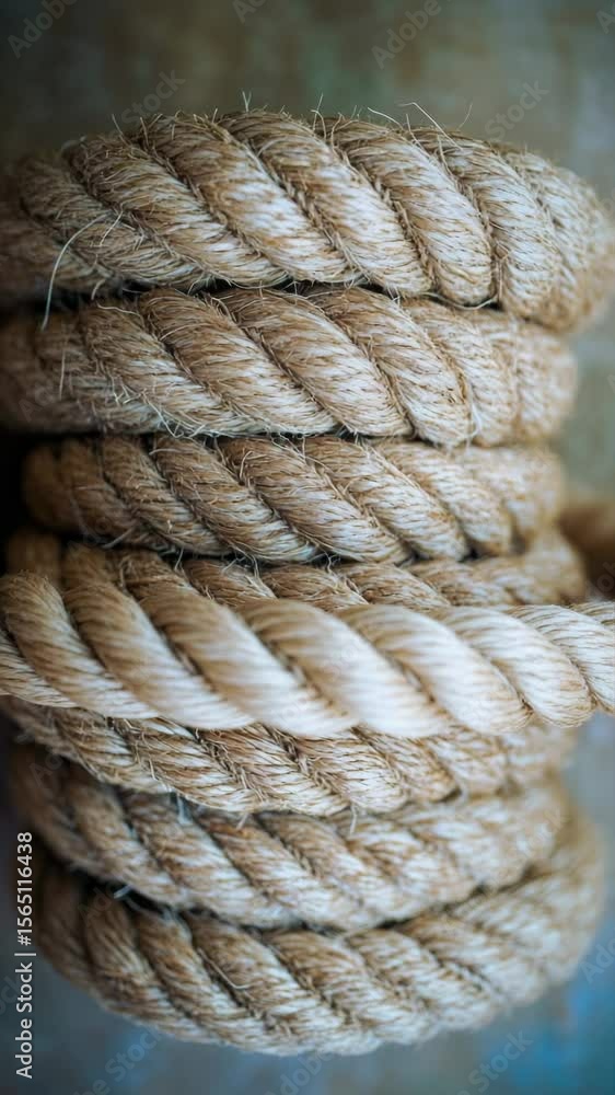 Aufkleber a close-up view of a rope lying on a table, useful for various compositions and designs